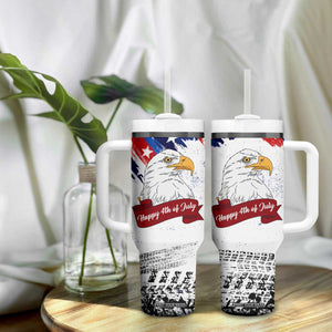 Happy 4th Of July Tumbler With Handle USA American Flag Bald Eagle Patriotic Red White Blue TB10 Print Your Wear