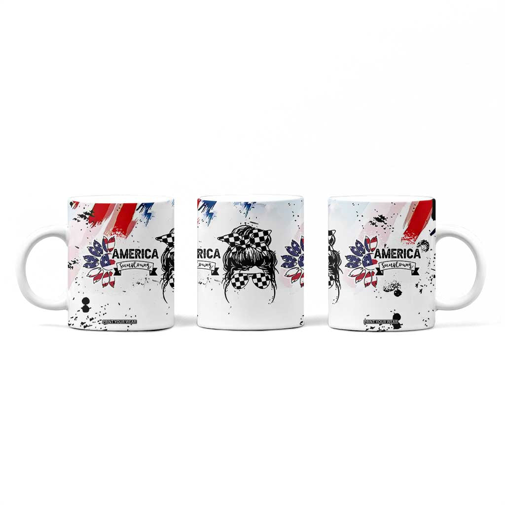 Happy 4th Of July Coffee Mug America Sunflower Flag American Patriotic Flower TB10 Print Your Wear