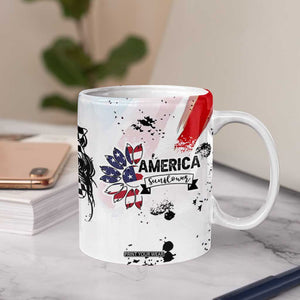 Happy 4th Of July Coffee Mug America Sunflower Flag American Patriotic Flower TB10 Print Your Wear