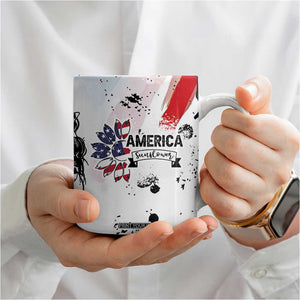Happy 4th Of July Coffee Mug America Sunflower Flag American Patriotic Flower TB10 Print Your Wear
