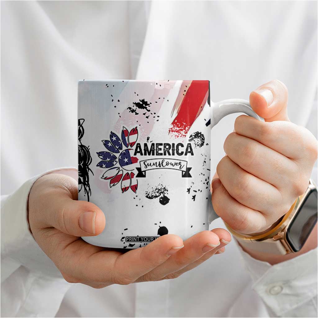 Happy 4th Of July Coffee Mug America Sunflower Flag American Patriotic Flower TB10 Print Your Wear