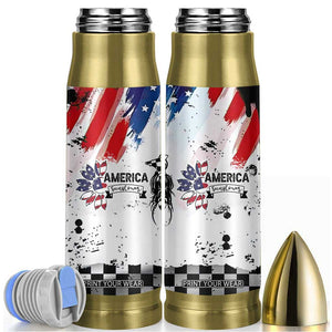 Happy 4th Of July Bullet Tumbler America Sunflower Flag American Patriotic Flower TB10 White Print Your Wear