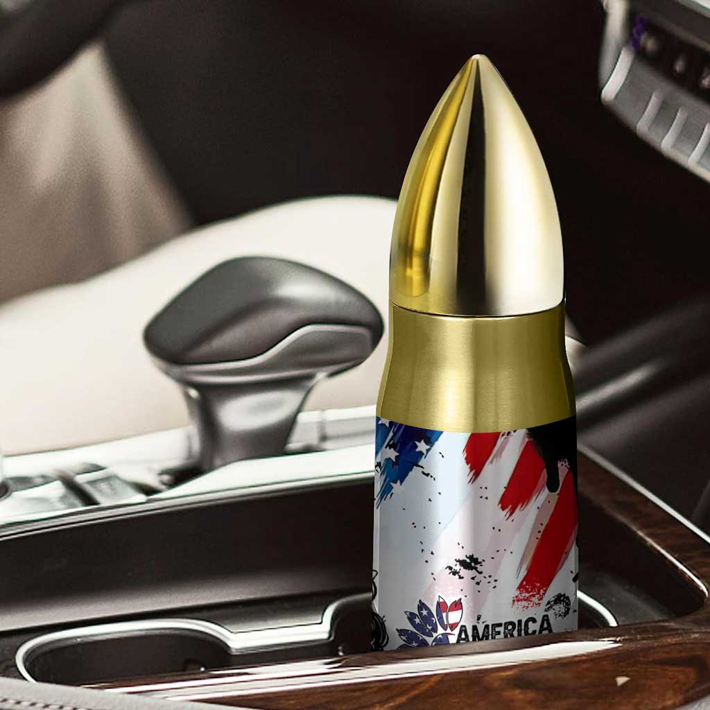 Happy 4th Of July Bullet Tumbler America Sunflower Flag American Patriotic Flower TB10 Print Your Wear
