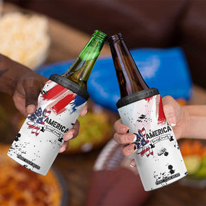 Happy 4th Of July 4 in 1 Can Cooler Tumbler America Sunflower Flag American Patriotic Flower TB10 Print Your Wear