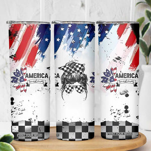 Happy 4th Of July Skinny Tumbler America Sunflower Flag American Patriotic Flower TB10 Print Your Wear