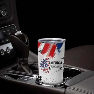 Happy 4th Of July Tumbler Cup America Sunflower Flag American Patriotic Flower TB10 Print Your Wear