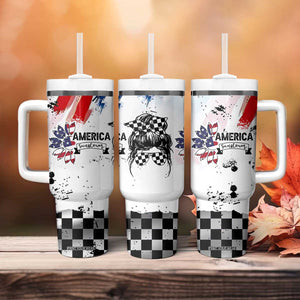 Happy 4th Of July Tumbler With Handle America Sunflower Flag American Patriotic Flower TB10 Print Your Wear