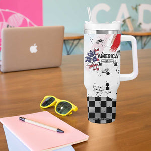 Happy 4th Of July Tumbler With Handle America Sunflower Flag American Patriotic Flower TB10 Print Your Wear