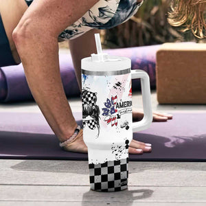 Happy 4th Of July Tumbler With Handle America Sunflower Flag American Patriotic Flower TB10 Print Your Wear