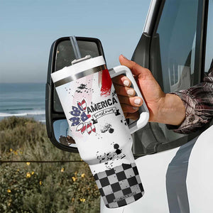 Happy 4th Of July Tumbler With Handle America Sunflower Flag American Patriotic Flower TB10 Print Your Wear