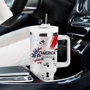 Happy 4th Of July Tumbler With Handle America Sunflower Flag American Patriotic Flower TB10 Print Your Wear