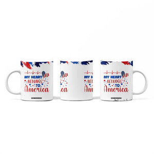 My Heart Belongs To America Patriotic Coffee Mug 4th Of July Independence Day American Flag TB10 Print Your Wear