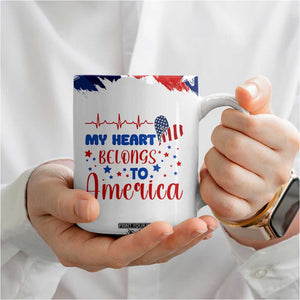 My Heart Belongs To America Patriotic Coffee Mug 4th Of July Independence Day American Flag TB10 Print Your Wear