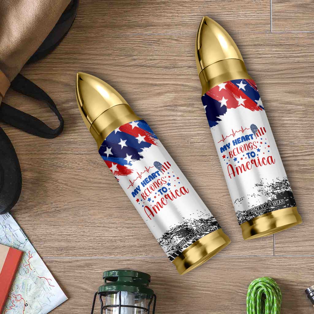 My Heart Belongs To America Patriotic Bullet Tumbler 4th Of July Independence Day American Flag TB10 Print Your Wear