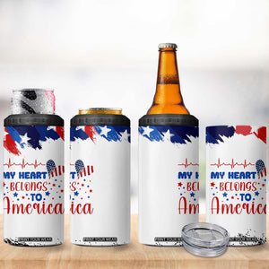 My Heart Belongs To America Patriotic 4 in 1 Can Cooler Tumbler 4th Of July Independence Day American Flag TB10 Print Your Wear