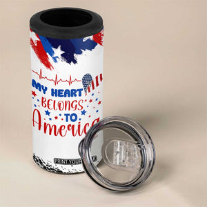 My Heart Belongs To America Patriotic 4 in 1 Can Cooler Tumbler 4th Of July Independence Day American Flag TB10 Print Your Wear