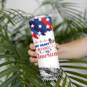 My Heart Belongs To America Patriotic Skinny Tumbler 4th Of July Independence Day American Flag TB10 Print Your Wear
