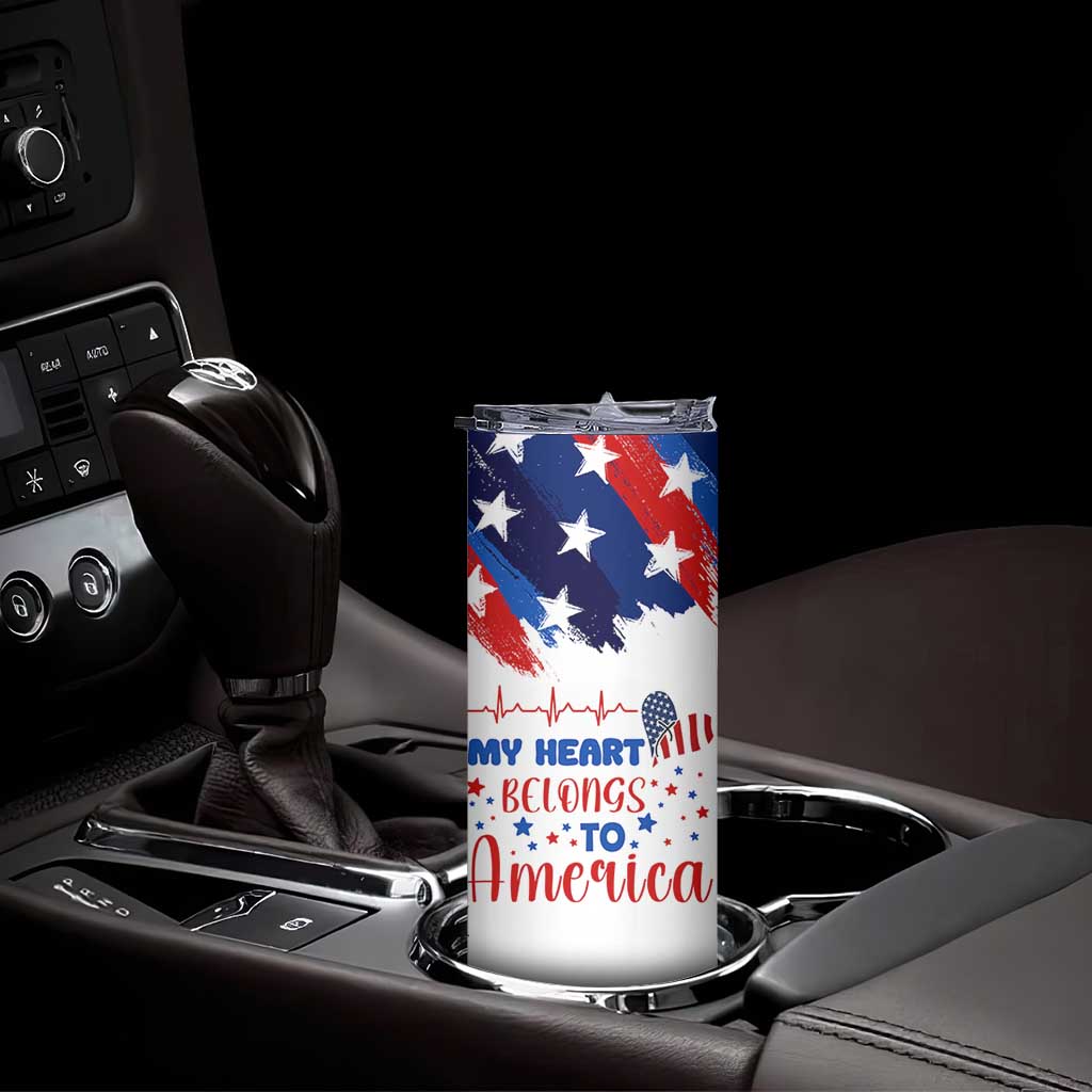 My Heart Belongs To America Patriotic Skinny Tumbler 4th Of July Independence Day American Flag TB10 Print Your Wear