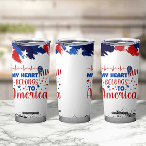 My Heart Belongs To America Patriotic Tumbler Cup 4th Of July Independence Day American Flag TB10 Print Your Wear