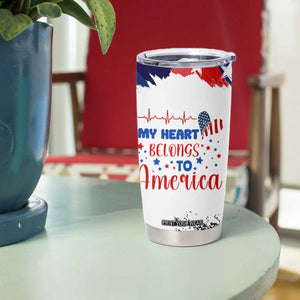 My Heart Belongs To America Patriotic Tumbler Cup 4th Of July Independence Day American Flag TB10 Print Your Wear