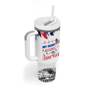 My Heart Belongs To America Patriotic Tumbler With Handle 4th Of July Independence Day American Flag TB10 Print Your Wear