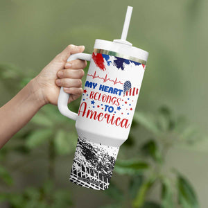 My Heart Belongs To America Patriotic Tumbler With Handle 4th Of July Independence Day American Flag TB10 Print Your Wear