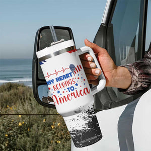 My Heart Belongs To America Patriotic Tumbler With Handle 4th Of July Independence Day American Flag TB10 Print Your Wear