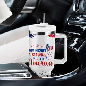My Heart Belongs To America Patriotic Tumbler With Handle 4th Of July Independence Day American Flag TB10 Print Your Wear