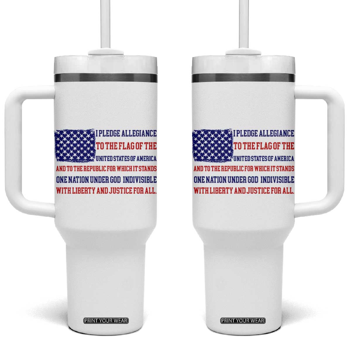 American Gifts Tumbler With Handle Independence Day 4th Of July USA Flag TB10 One Size: 40 oz White Print Your Wear