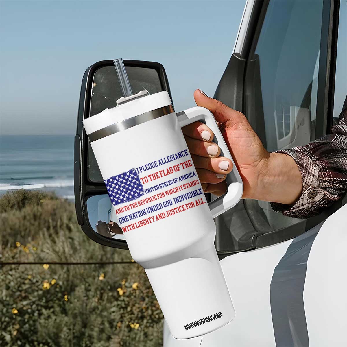 American Gifts Tumbler With Handle Independence Day 4th Of July USA Flag TB10 Print Your Wear