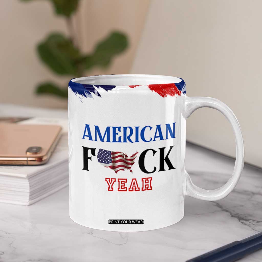 America Fck Yeah Coffee Mug Funny Patriotic USA Flag American Patriot TB10 Print Your Wear