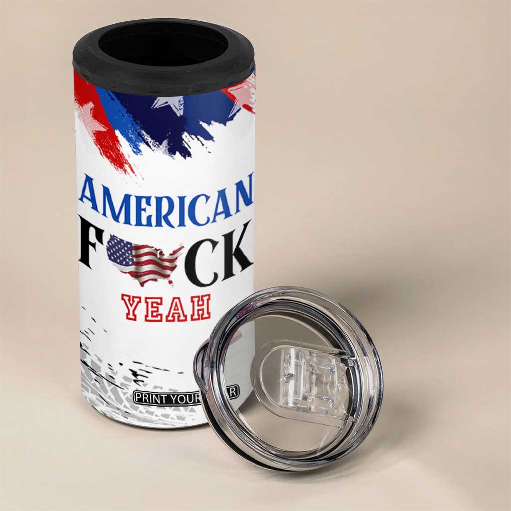 America Fck Yeah 4 in 1 Can Cooler Tumbler Funny Patriotic USA Flag American Patriot TB10 Print Your Wear