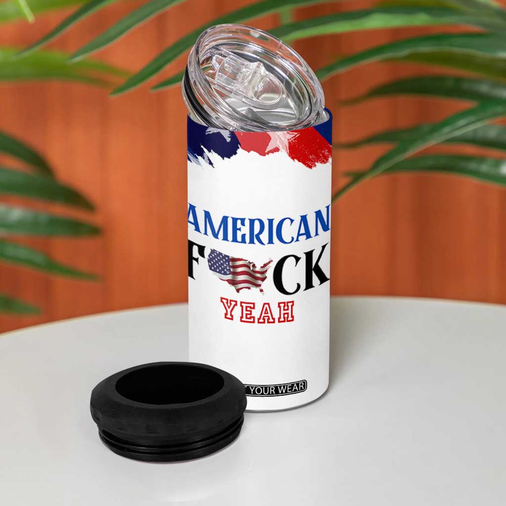 America Fck Yeah 4 in 1 Can Cooler Tumbler Funny Patriotic USA Flag American Patriot TB10 Print Your Wear