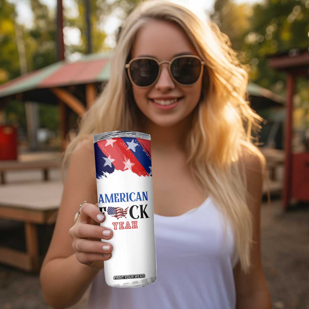 America Fck Yeah Skinny Tumbler Funny Patriotic USA Flag American Patriot TB10 Print Your Wear