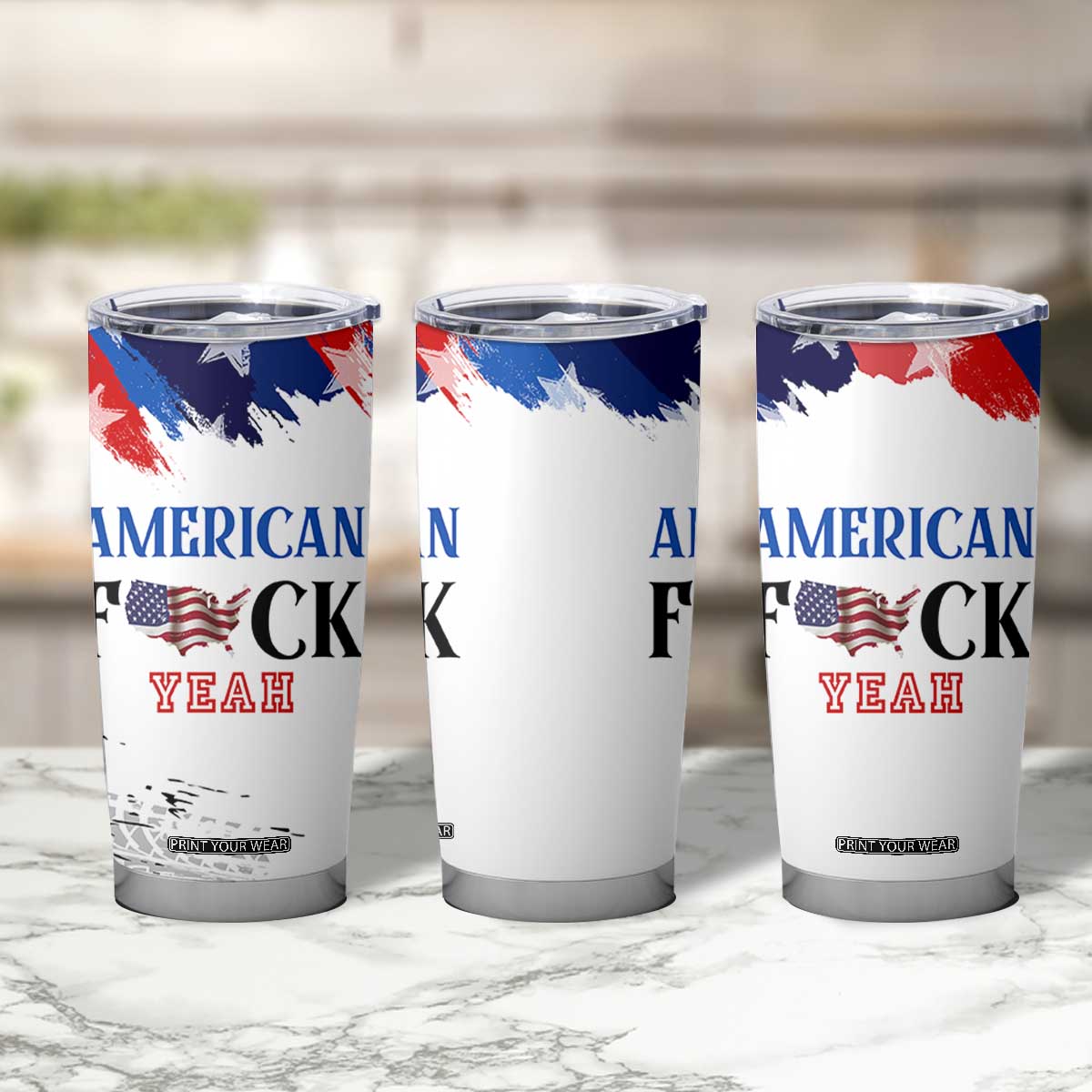 America Fck Yeah Tumbler Cup Funny Patriotic USA Flag American Patriot TB10 Print Your Wear