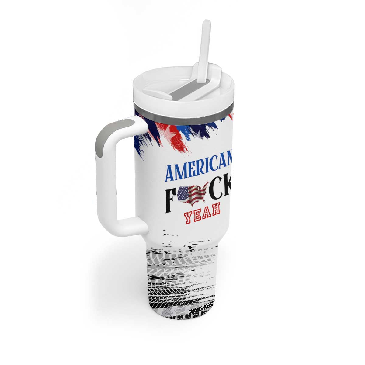 America Fck Yeah Tumbler With Handle Funny Patriotic USA Flag American Patriot TB10 Print Your Wear