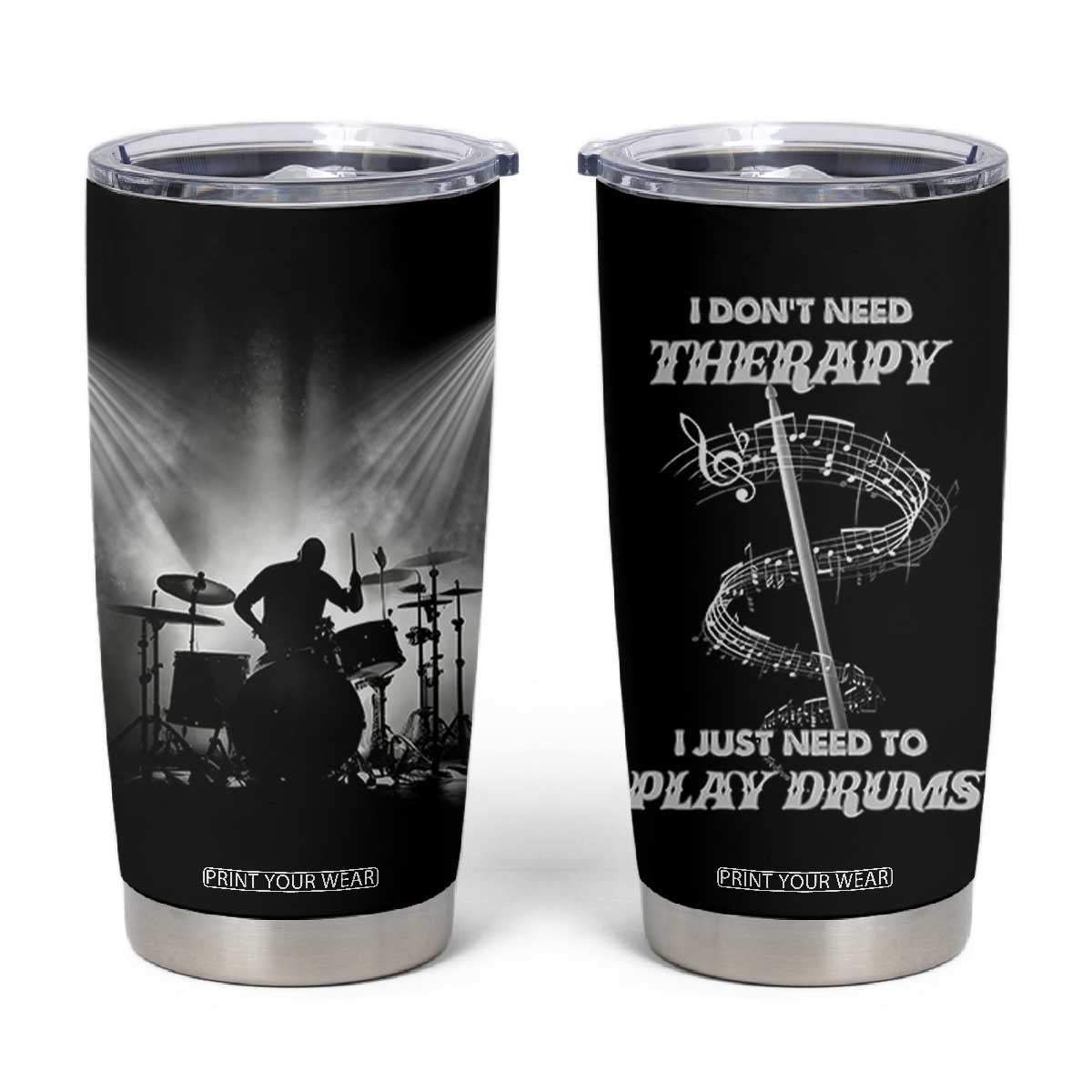 Drummer Tumbler Cup Drumstick Rock Music Lover Gift For Drummers TB10 Black Print Your Wear