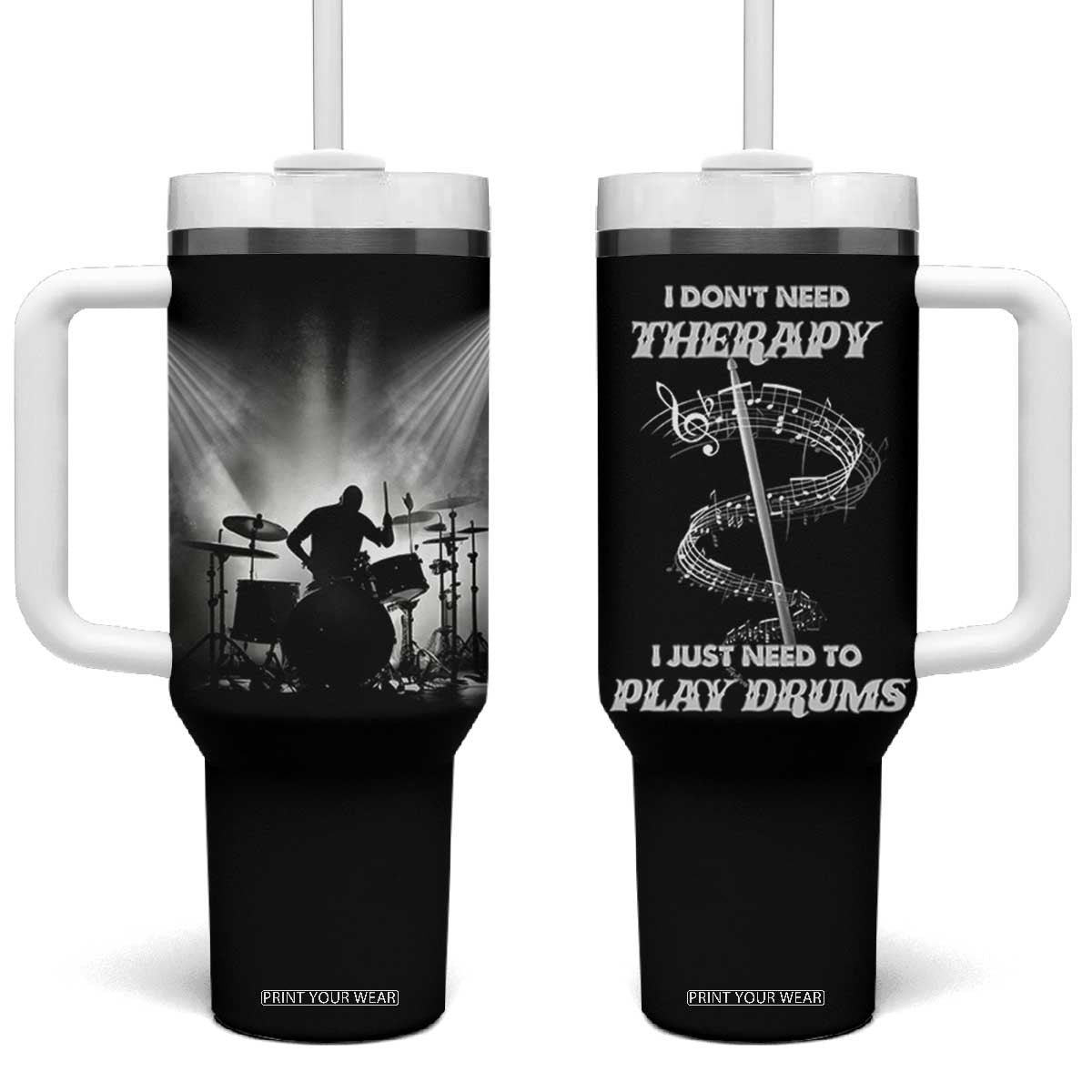Drummer Tumbler With Handle Drumstick Rock Music Lover Gift For Drummers TB10 One Size: 40 oz Black Print Your Wear