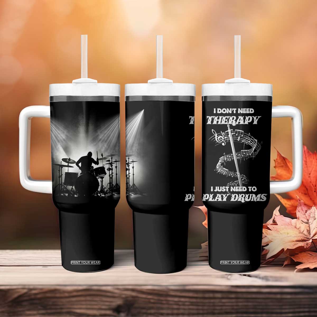 Drummer Tumbler With Handle Drumstick Rock Music Lover Gift For Drummers TB10 Print Your Wear