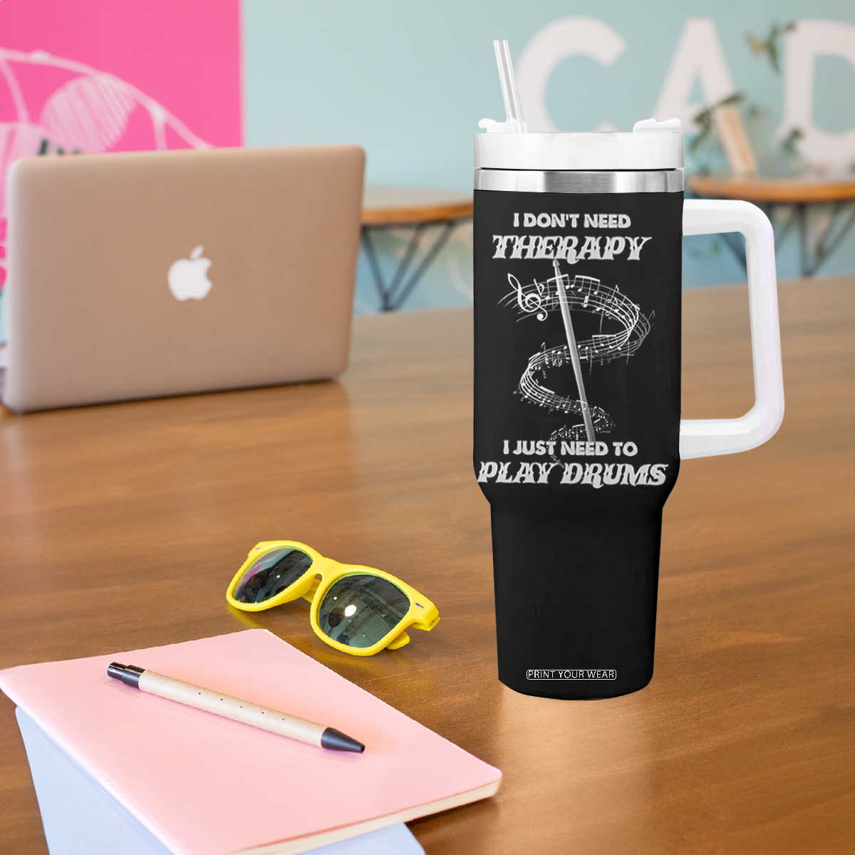 Drummer Tumbler With Handle Drumstick Rock Music Lover Gift For Drummers TB10 Print Your Wear