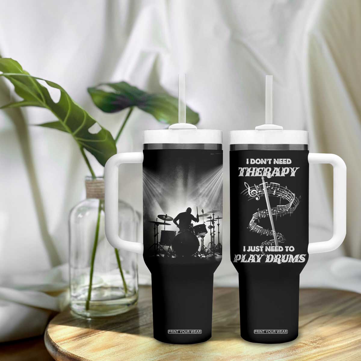 Drummer Tumbler With Handle Drumstick Rock Music Lover Gift For Drummers TB10 Print Your Wear