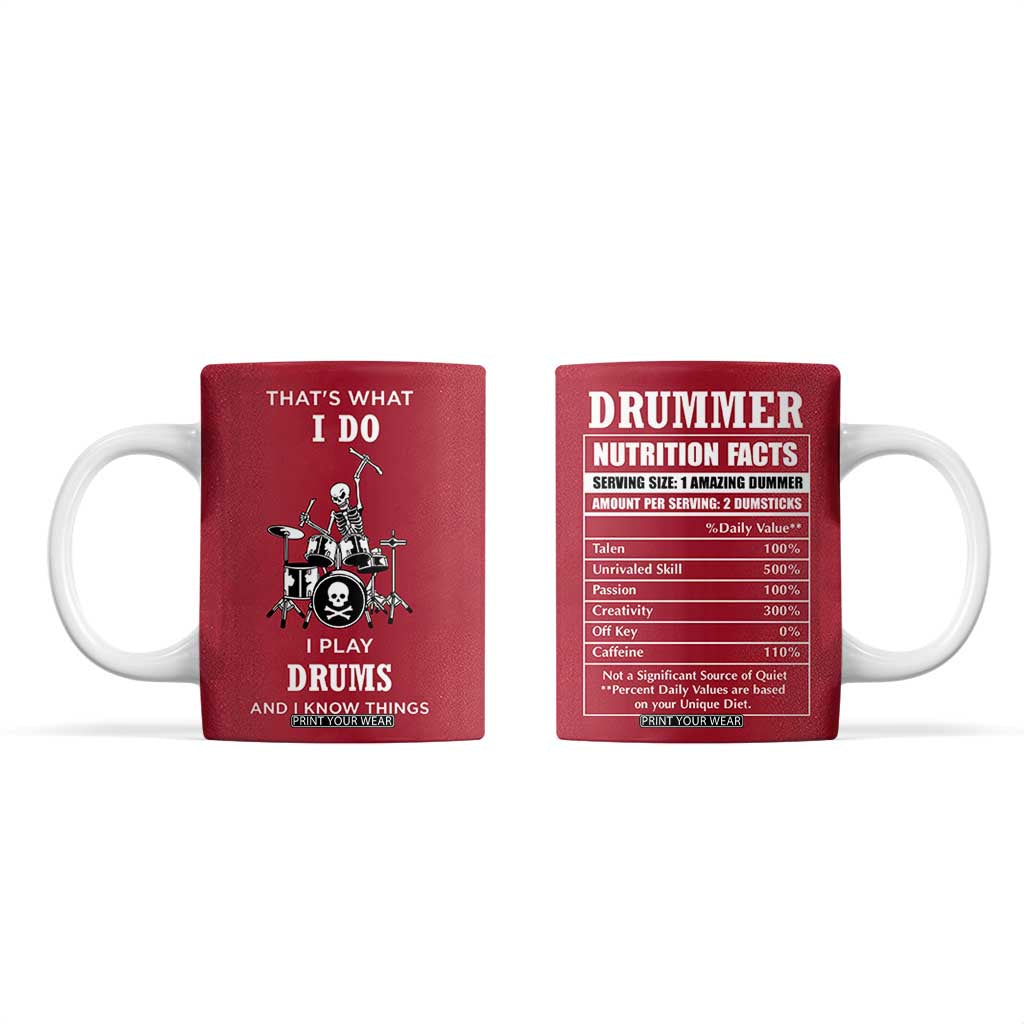Skeleton Drummer Coffee Mug Thats What I Do I Play Drums Gifts For Drummers Percussionists TB10 Red Print Your Wear