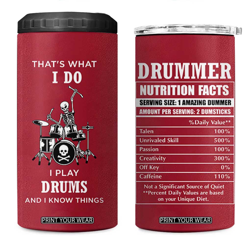 Skeleton Drummer 4 in 1 Can Cooler Tumbler Thats What I Do I Play Drums Gifts For Drummers Percussionists TB10 One Size: 16 oz Red Print Your Wear