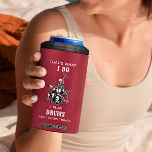 Skeleton Drummer 4 in 1 Can Cooler Tumbler Thats What I Do I Play Drums Gifts For Drummers Percussionists TB10 Print Your Wear