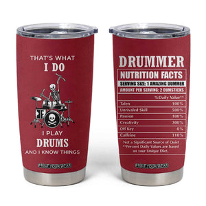 Skeleton Drummer Tumbler Cup Thats What I Do I Play Drums Gifts For Drummers Percussionists TB10 Red Print Your Wear