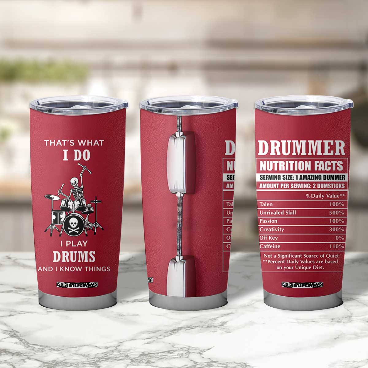 Skeleton Drummer Tumbler Cup Thats What I Do I Play Drums Gifts For Drummers Percussionists TB10 Print Your Wear