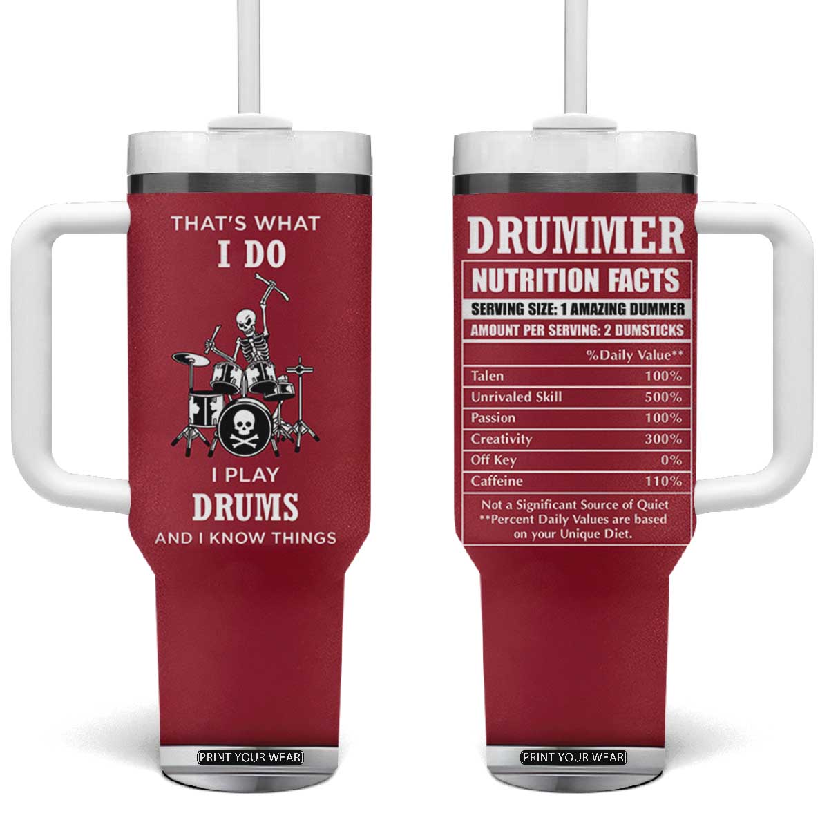 Skeleton Drummer Tumbler With Handle Thats What I Do I Play Drums Gifts For Drummers Percussionists TB10 One Size: 40 oz Red Print Your Wear