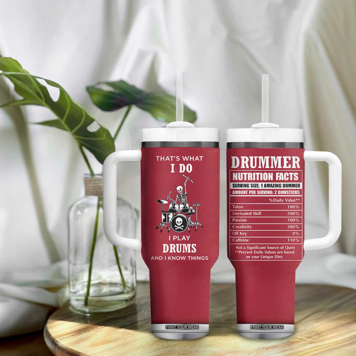 Skeleton Drummer Tumbler With Handle Thats What I Do I Play Drums Gifts For Drummers Percussionists TB10 Print Your Wear