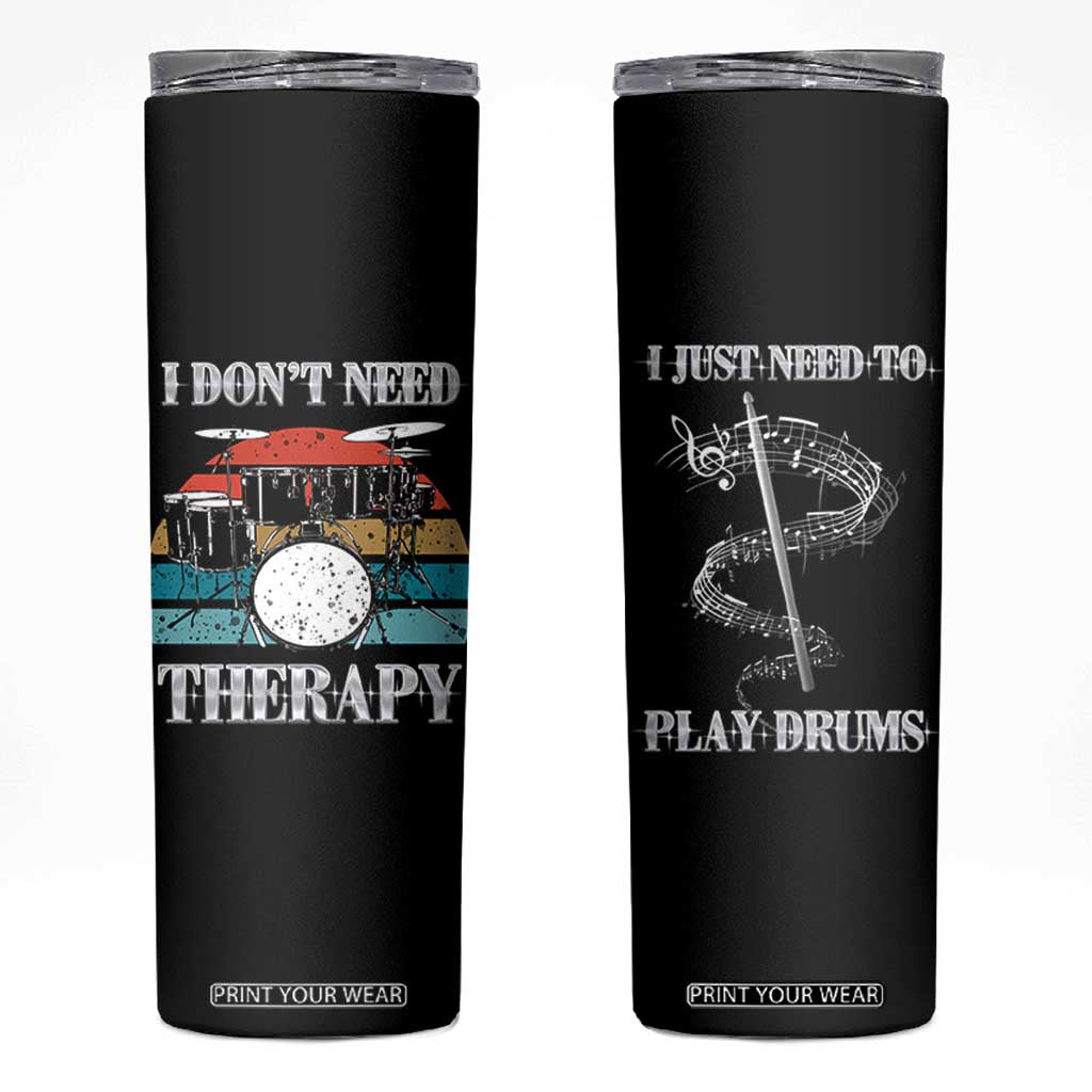 Drummer Skinny Tumbler Retro Rock Music Lover Gift For Drummers TB10 Black Print Your Wear