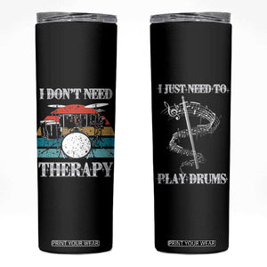 Drummer Skinny Tumbler Retro Rock Music Lover Gift For Drummers TB10 Black Print Your Wear